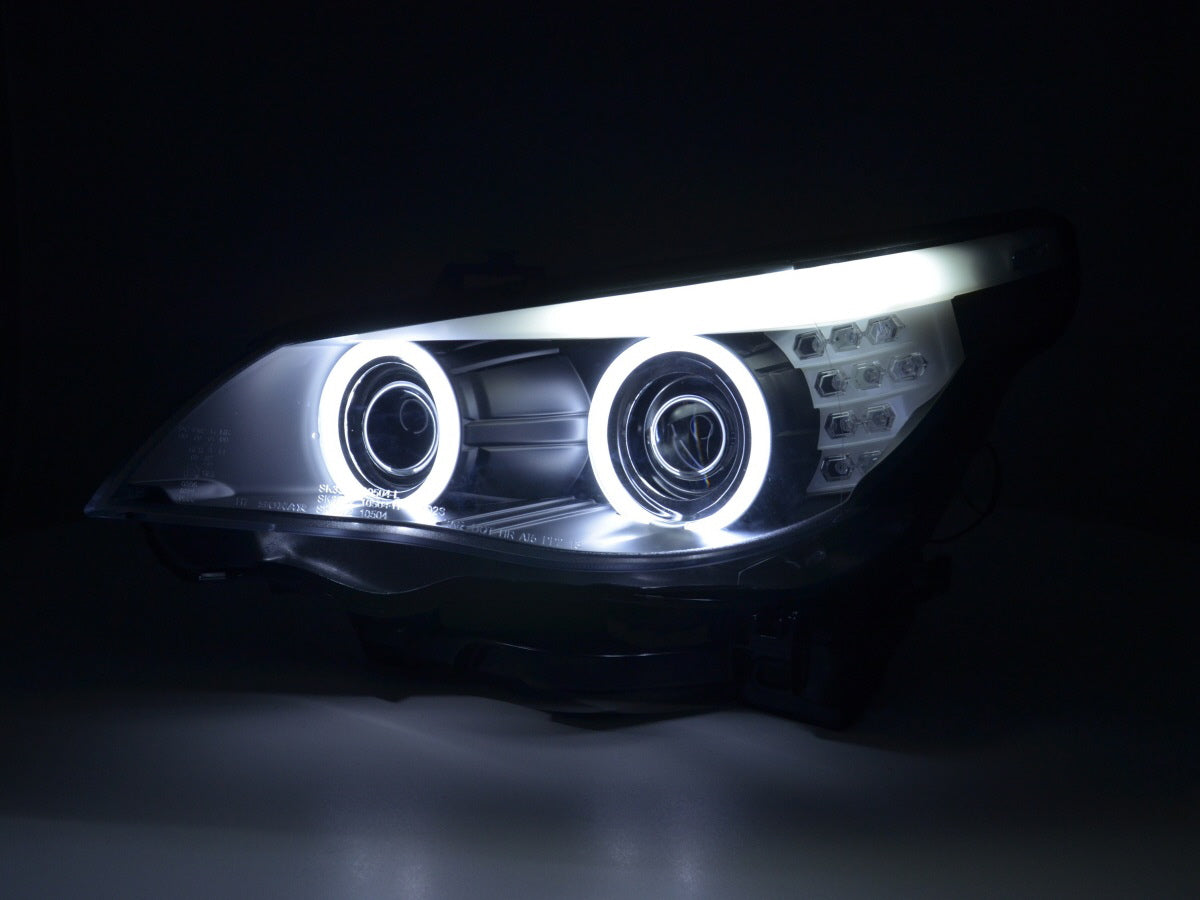 Scheinwerfer Set Xenon Angel Eyes CCFL BMW 5er E60/E61 05-08 schwarz für Rechtslenker Scheinwerfer Set Xenon Angel Eyes CCFL BMW 5er E60/E61 05-08 schwarz für Rechtslenker